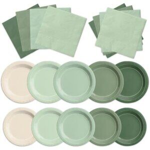 Sage Green Party Supplies 60pcs Plates and Napkins Baby Shower Birthday Wedding
